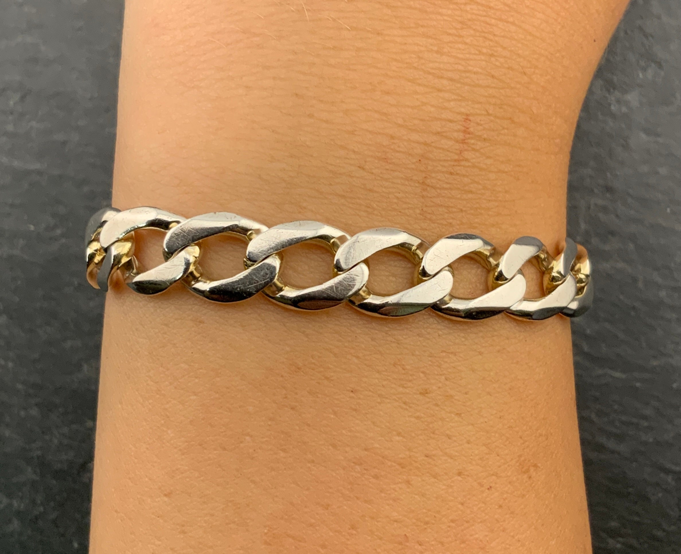 Vintage Heavy Sterling Silver Chunky Curb Link Bracelet - Etsy Vintage Heavy Sterling Silver Chunky Curb Link Bracelet - Etsy