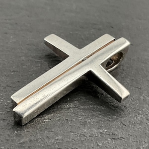 Vintage Diamond Cross Sterling Silver Pendant Necklace