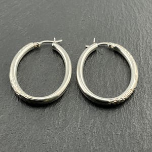Vintage Sterling Silver Textured Hoop Earrings