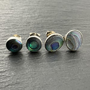 Vintage Mother Of Pearl Sterling Silver Stud Earrings