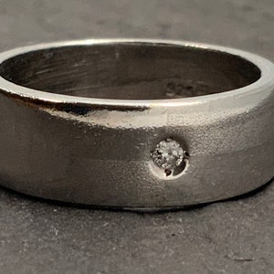 Vintage Diamant Sterling Silber Band Ring, UK Größe K, US Größe 5 1/4, EU Größe 50