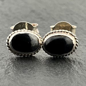 Vintage Sterling Silver Onyx Stud Earrings