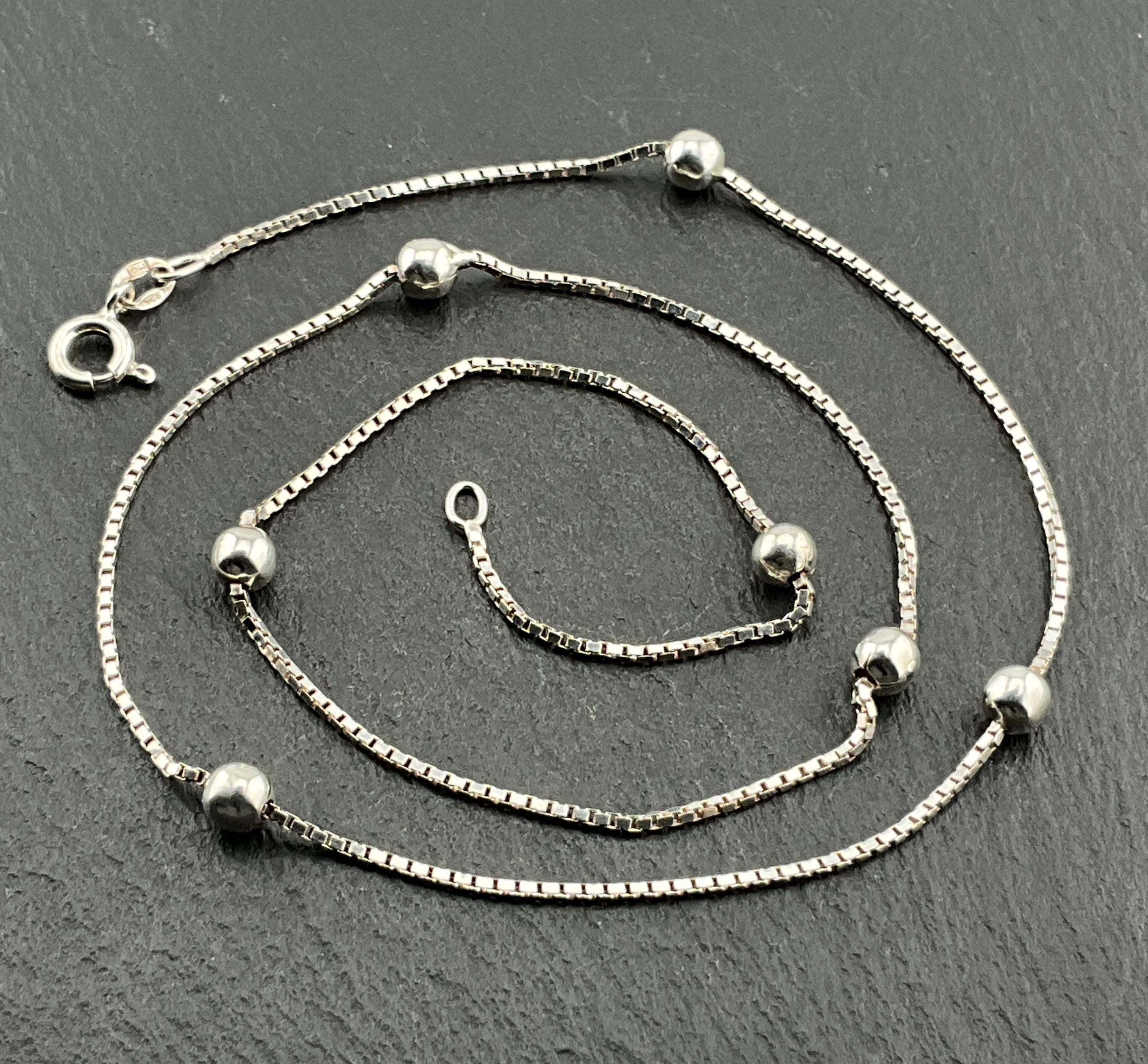Vintage Sterling Silver Box & Ball Link Necklace