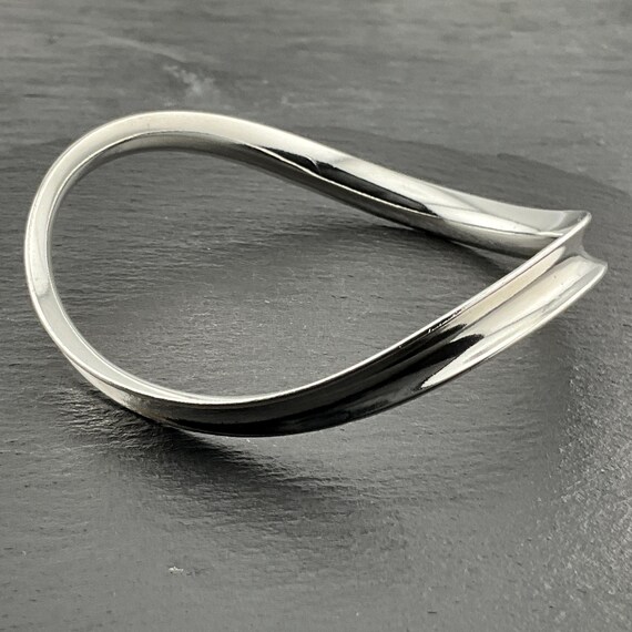 Vintage Solid Sterling Silver Stacker Wave Bangle - image 3
