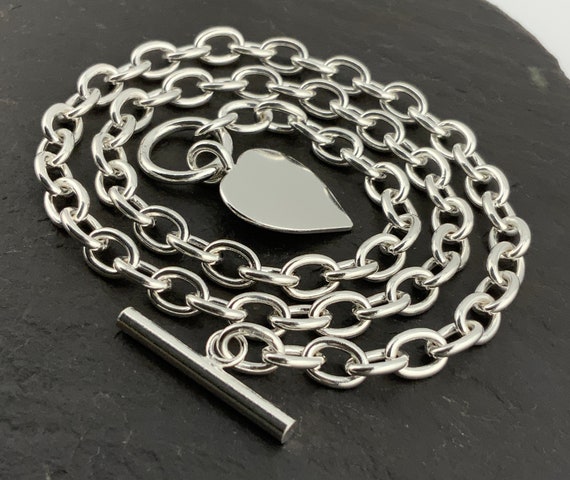 Vintage Heavy Sterling Silver T-Bar Ring Heart Ne… - image 4