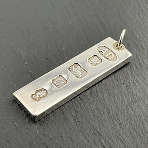 Vintage Heavy Hallmark Ingot Sterling Silver Pendant