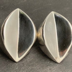 Vintage Sterling Silver Large Heavy Stud Earrings
