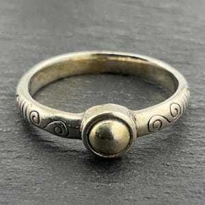 Vintage Sterling Silver Two Tone Ball Band Ring, UK Size P, US Size 7 1/2, EU Size 55 1/4