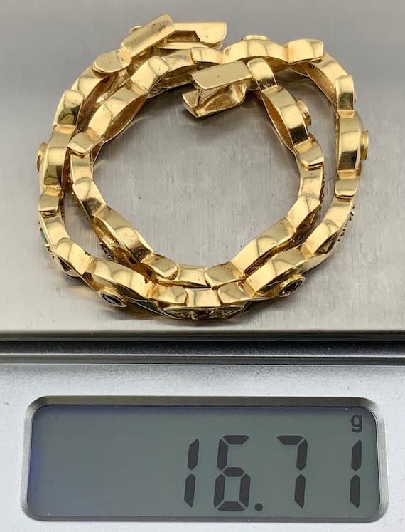 Vintage Heavy Solid 14ct Gold Ruby, Emerald & Sap… - image 8