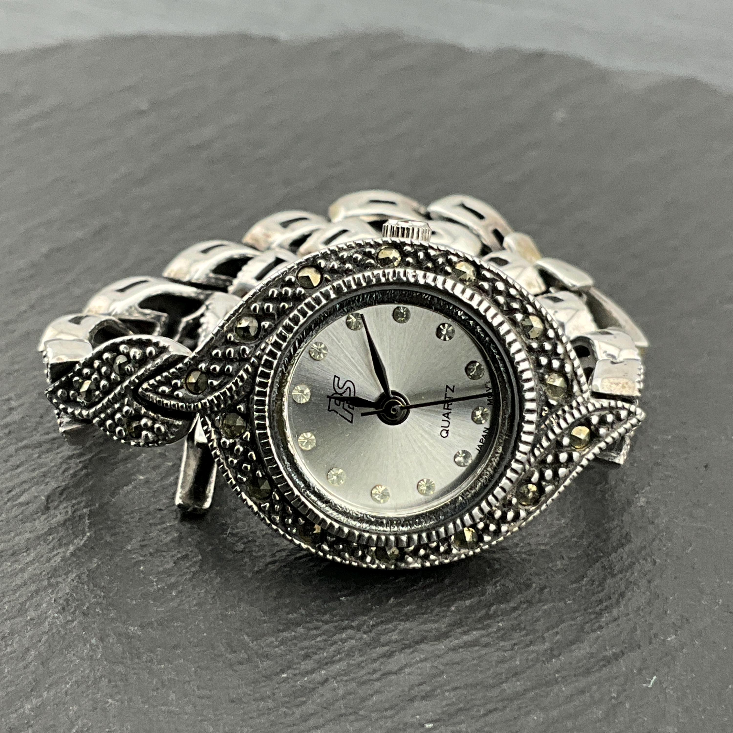 Vintage Solid Sterling Silver Marcasite Wrist Watch - Etsy