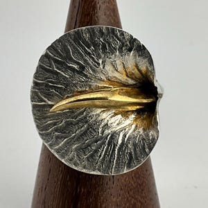 Vintage Sterling Silver Lily Statement Ring, UK Size N, US Size 6 1/2, EU Size 52 3/4