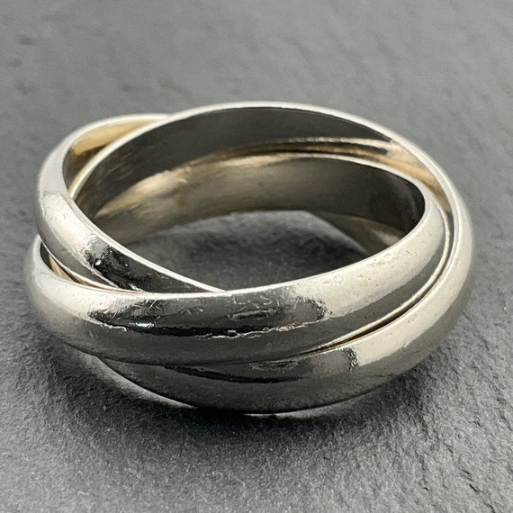 Vintage Interlocking Sterling Silver Bands Ring, … - image 2