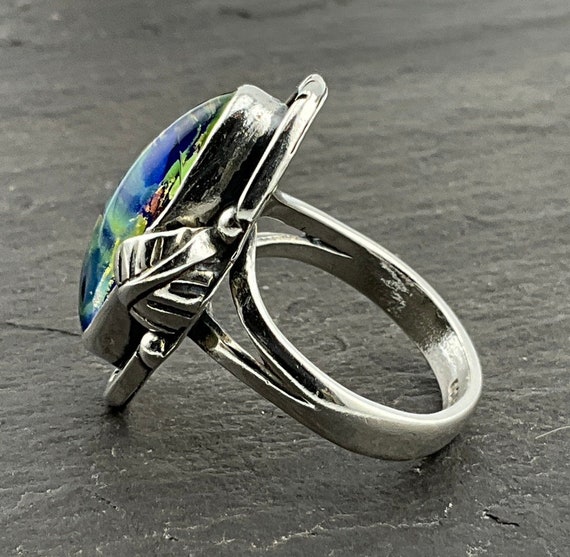 Vintage Sterling Silver Mexico Dichroic Glass Foi… - image 4