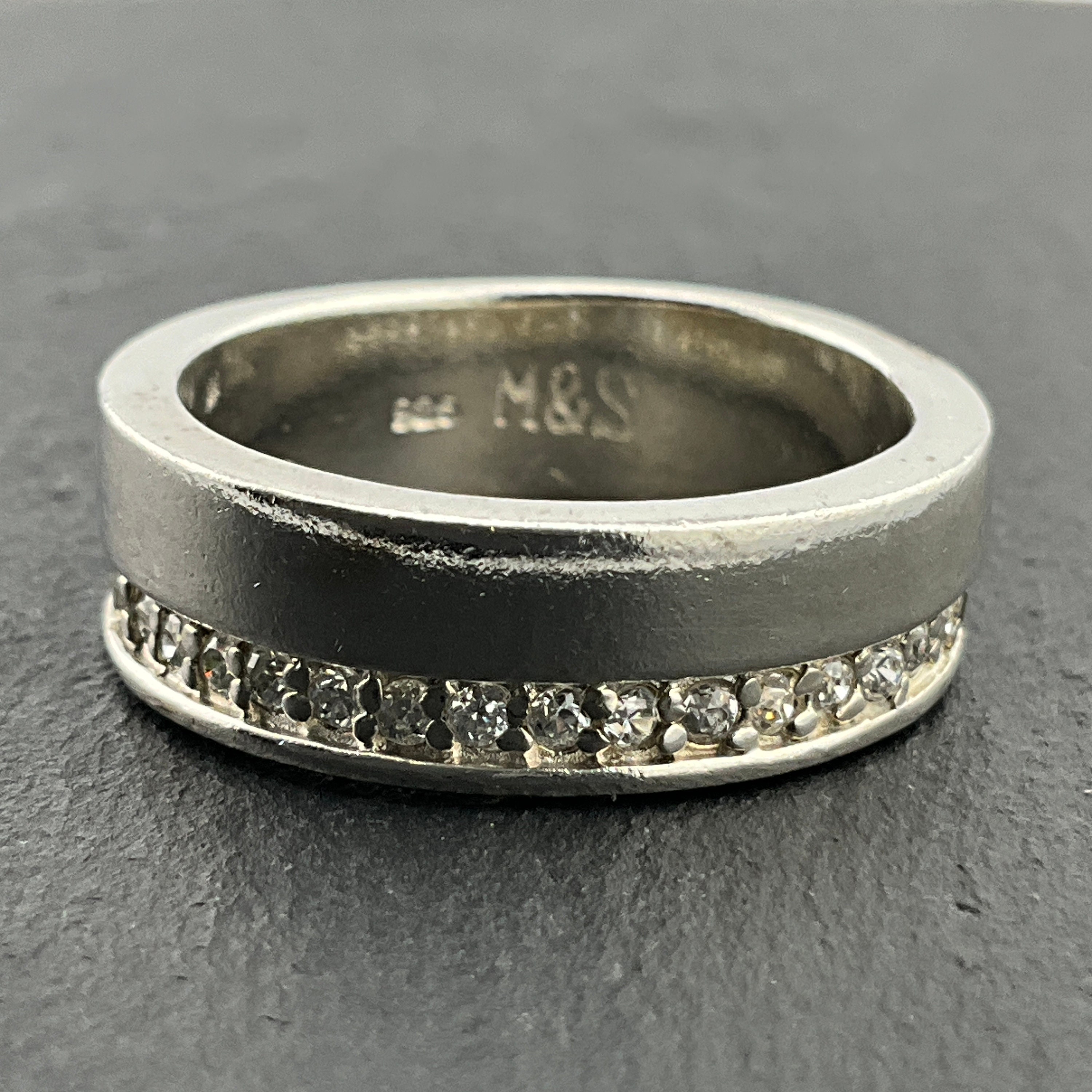 Vintage Cubic Zirconia Sterling Silver Half Eternity Band