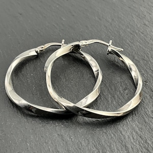Vintage Sterling Silver Twisted Hoop Earrings