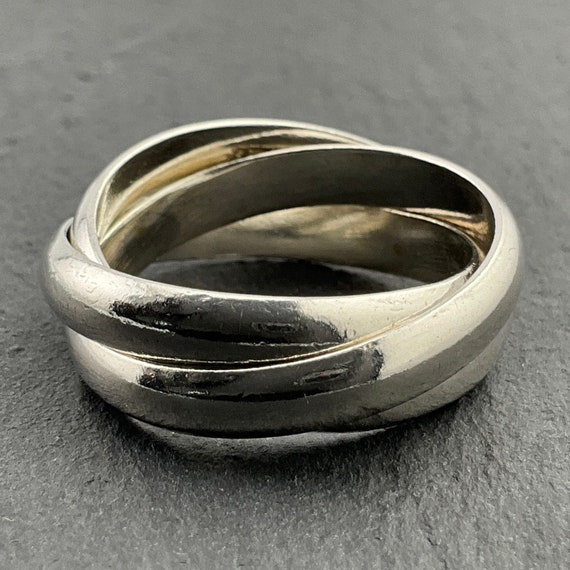 Vintage Interlocking Sterling Silver Bands Ring, … - image 1