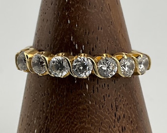 Vintage 9ct Gold Cubic Zirconia Multi-Stone Band Ring, UK Size O, US Size 7, EU Size 54