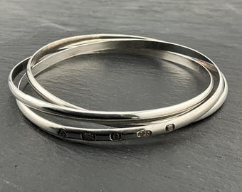 Vintage 1976 Excalibur Sterling Silver Bangle – Hand Engraved