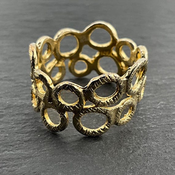 Vintage Sterling Silver Circle Pattern Statement … - image 4