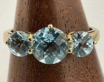 Vintage Solid 9ct Gold Topaz Ring, UK Size O1/2, US Size 7 1/4, EU Size 54 1/2