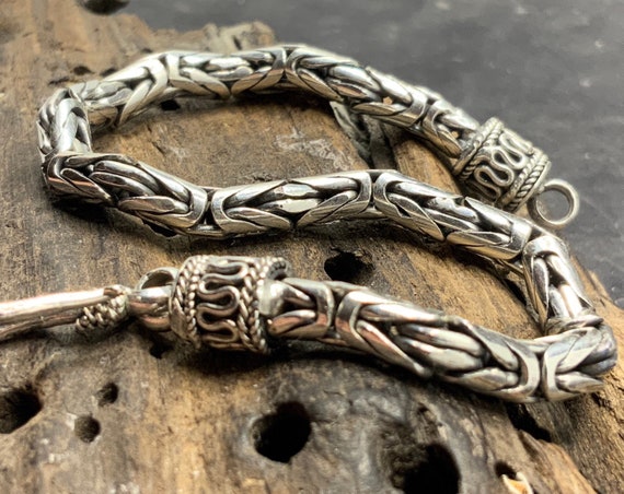 Vintage Chunky Sterling Silver Byzantium Link Brac