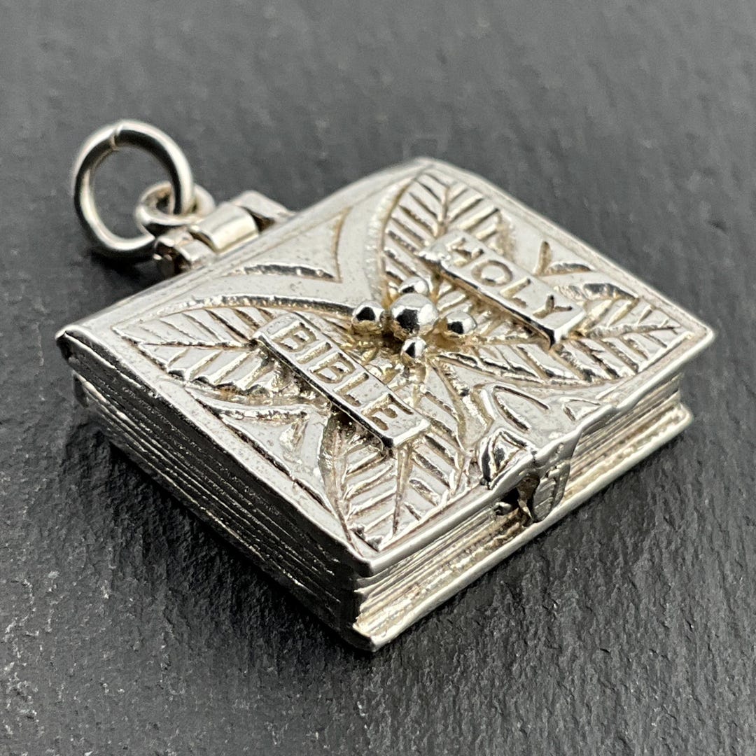 Vintage Holy Bible Book Locket Sterling Silver Pendant Necklace - Etsy