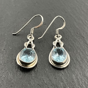 Vintage Topaz Sterling Silver Fancy Dangle Earrings