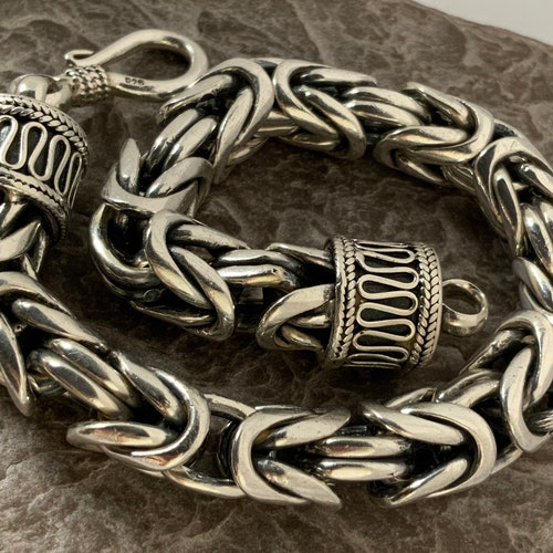 925 Sterling Silver Heavy Fancy Gate Link Bracelet 7.5 - Etsy