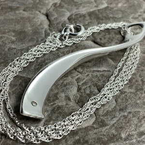 Vintage Diamond Sterling Silver Pendant Necklace