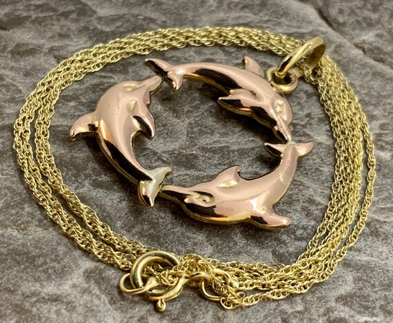 Vintage 9ct Gold Dolphin Pendant 