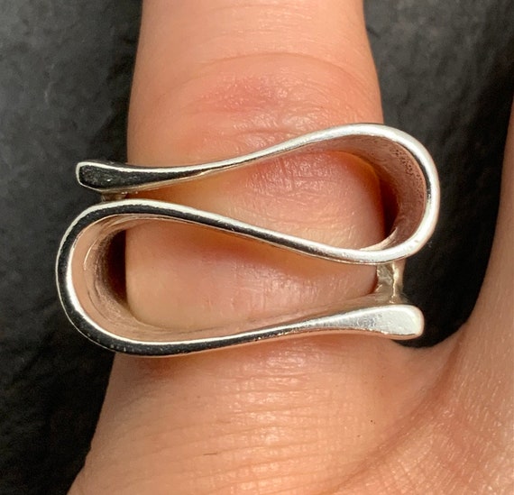 Vintage Sterling Silver Swirl Band Ring, UK Size … - image 6