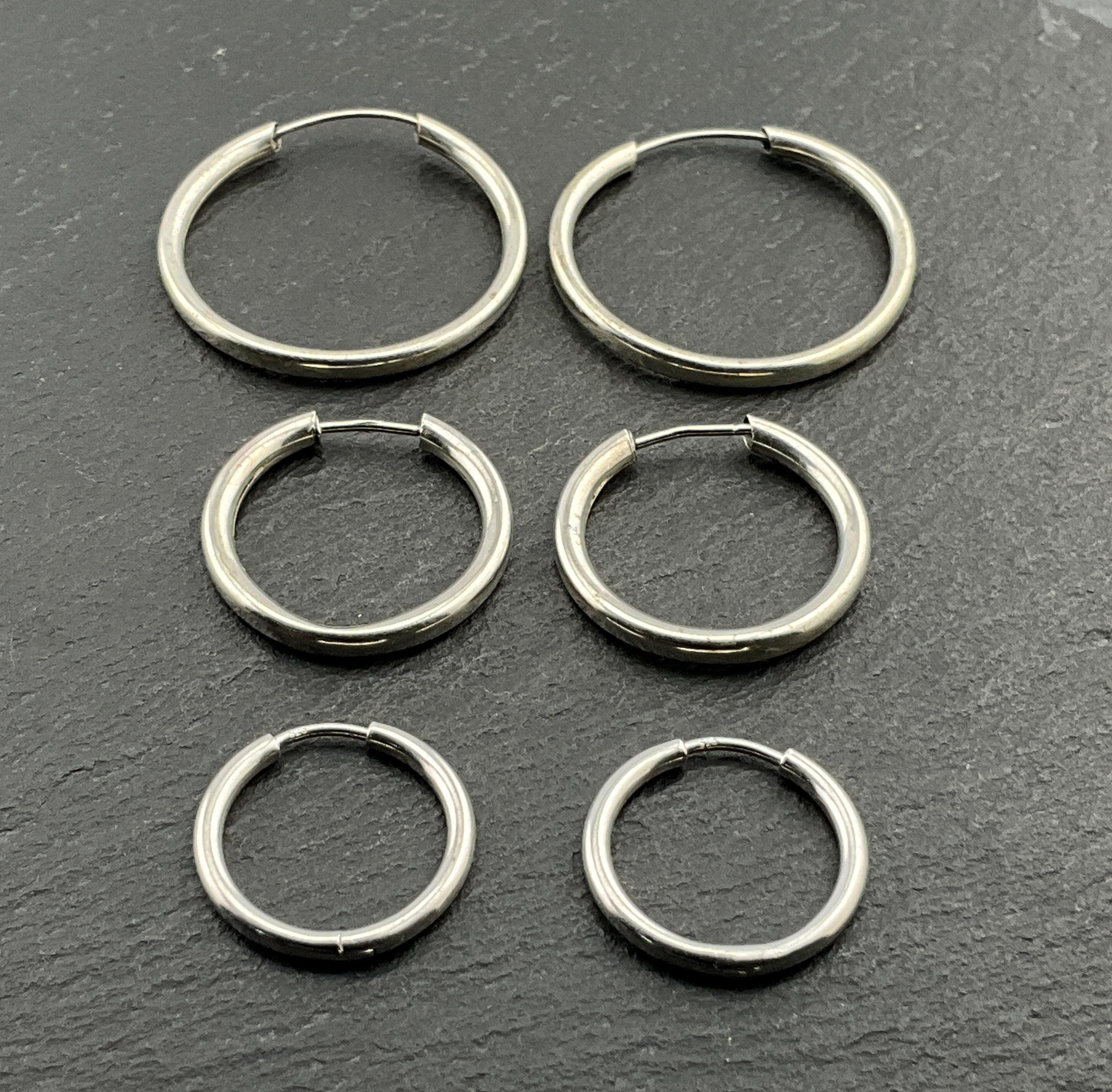 Vintage Sterling Silver Hoop Earrings - Etsy