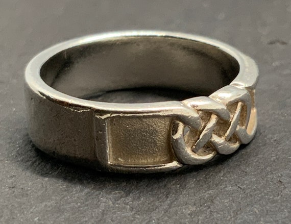 Vintage Sterling Silver Celtic Band Ring, UK Size… - image 3
