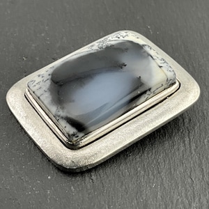 Vintage Dendritic Agate Heavy Sterling Silver Chunky Statement Pendant