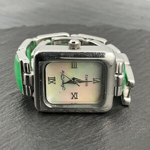 Vintage Solid Sterling Silver Jade Wrist Watch - Etsy display picture 2