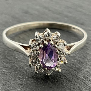 Vintage Amethyst & Spinel Sterling Silver Statement Ring, UK Size T1/2, US Size 10, EU Size 61 3/4