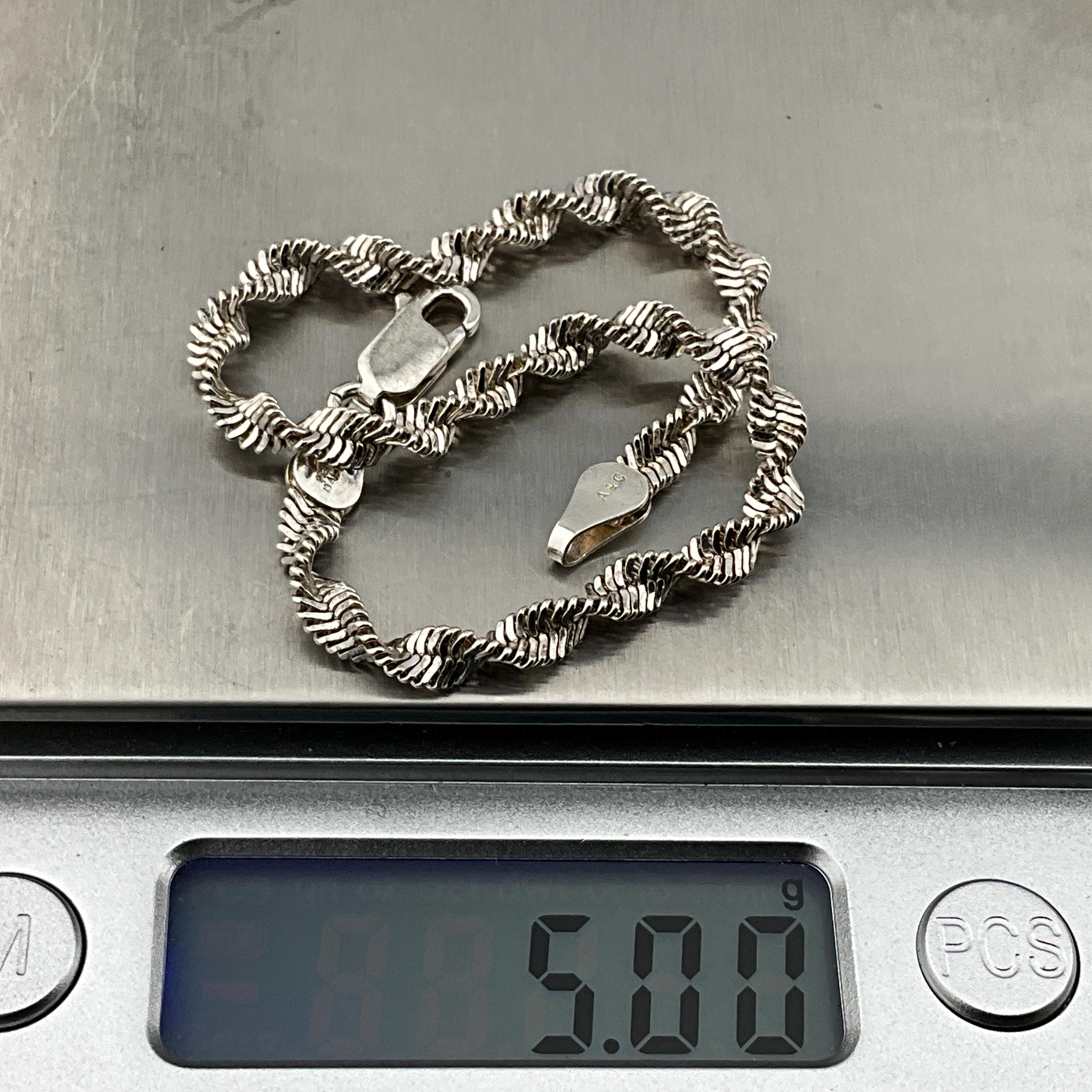 Vintage Sterling Silver Twisted Rope Chain Bracelet - Etsy Canada