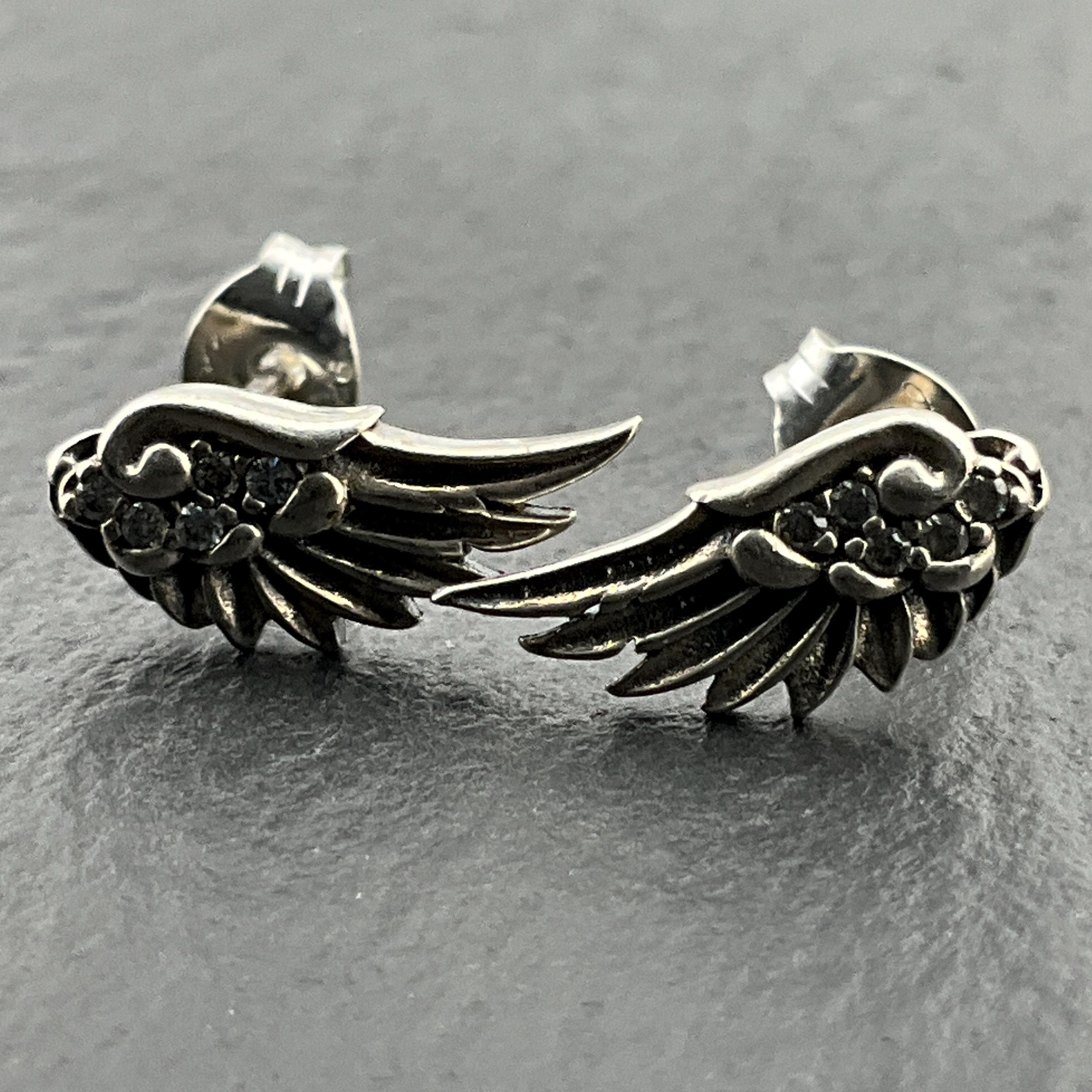 Orecchini A Cerchio In Argento 925 Vintage Con Piuma E Ali – Ipoallergenici Con Zirconi – Confezione Regalo - 2