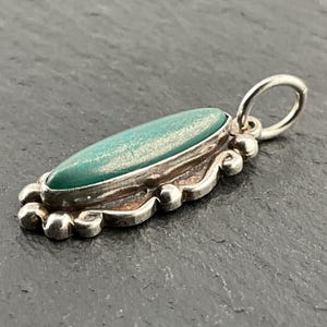 Vintage Turquoise Fancy Sterling Silver Pendant Necklace