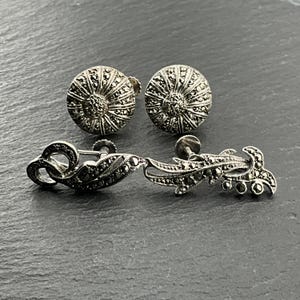 Vintage Markasiten Sterlingsilber Ausgefallene Ohrclips