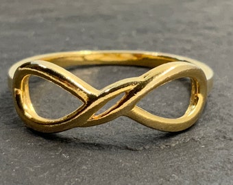 Vintage 18ct Gold Gilded Sterling Silver Infinity Band Ring, UK Size L1/2, US Size 5 3/4, EU Size 51