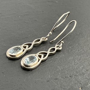 Vintage Sterling Silver Blue Topaz Dangle Earrings