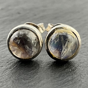 Vintage Sterling Silver Moonstone Stud Earrings
