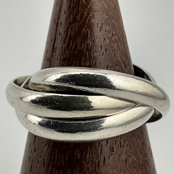 Vintage Interlocking Sterling Silver Bands Ring, … - image 4