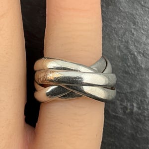 Vintage sterlingsilverring i sammankopplat band, storlek UK C, storlek US 1 1/2