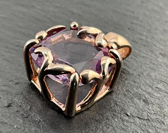 Colar com pingente de prata esterlina com zircônia cúbica rosa vintage