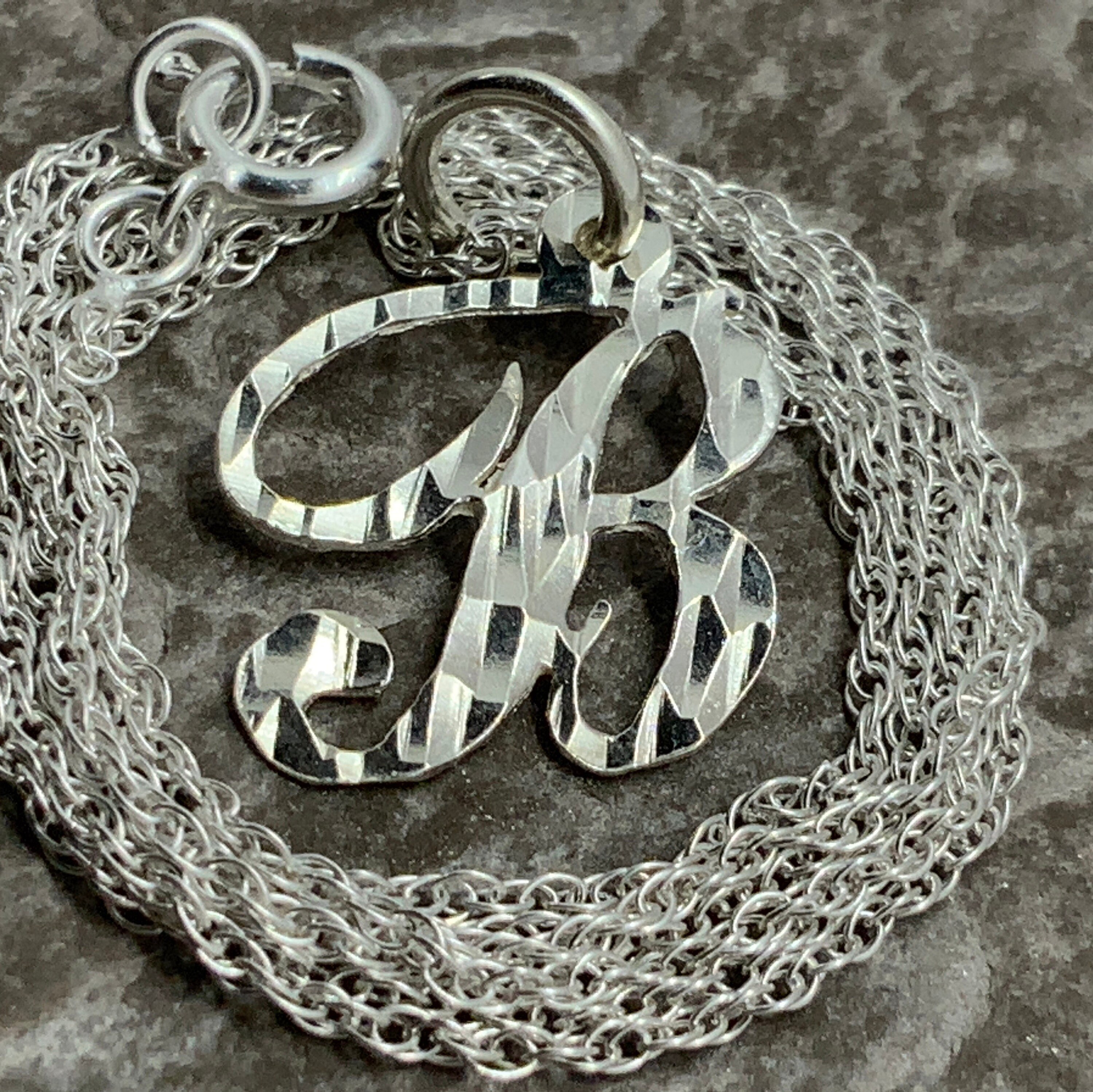 Sterling silver b necklace outlet