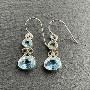 Vintage Topaz Sterling Silver Dangle Earrings