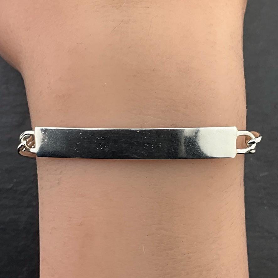 Vintage Chunky Sterling Silver ID Bracelet - Etsy
