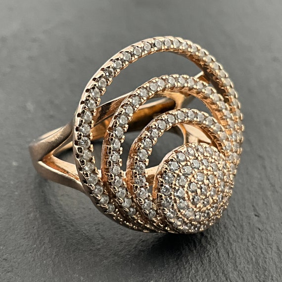 Genuine Folli Follie Cubic Zirconia Sterling Silver Statement Ring